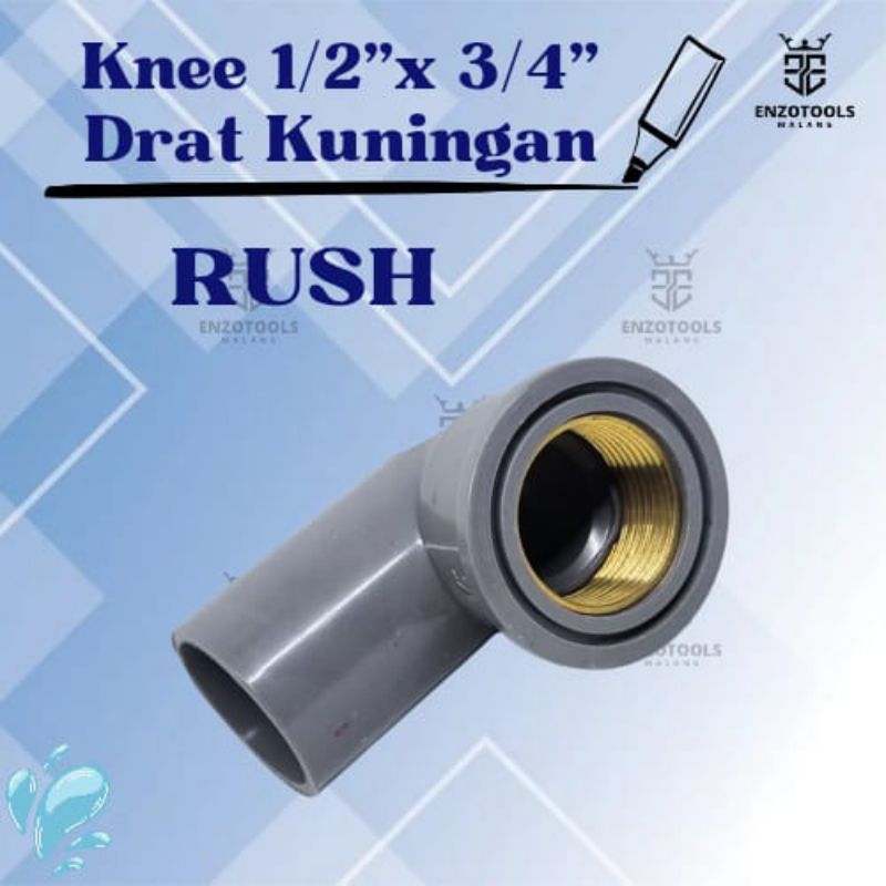 Knee Drat Kuningan / Knee PVC drat dalam Kuningan 1/2 - 3/4" RUSH