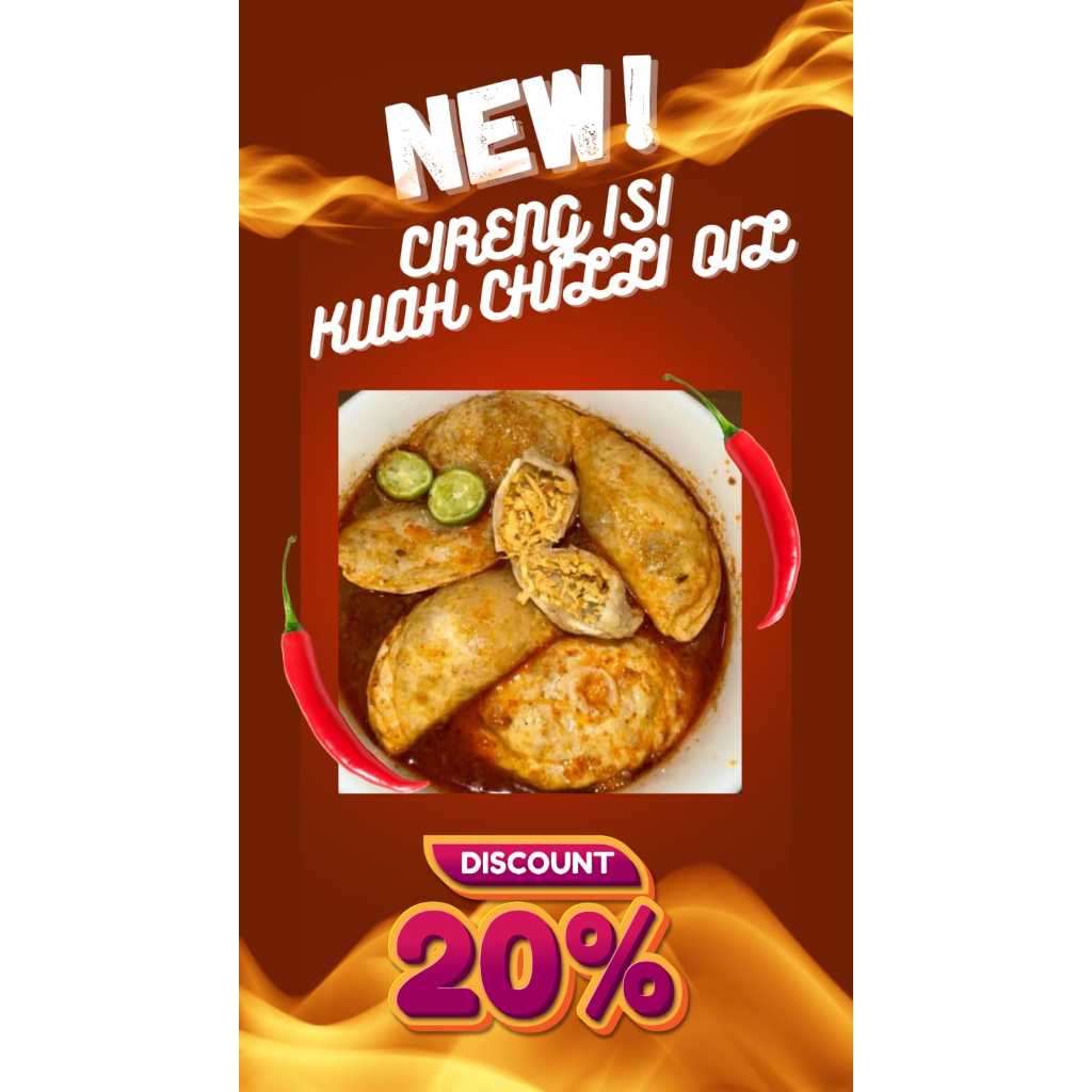 

Cireng Isi Kuah Chilli OilKeessu Snack isi 8pcs free Pilus Siomay Kering & Cuanki Tahu