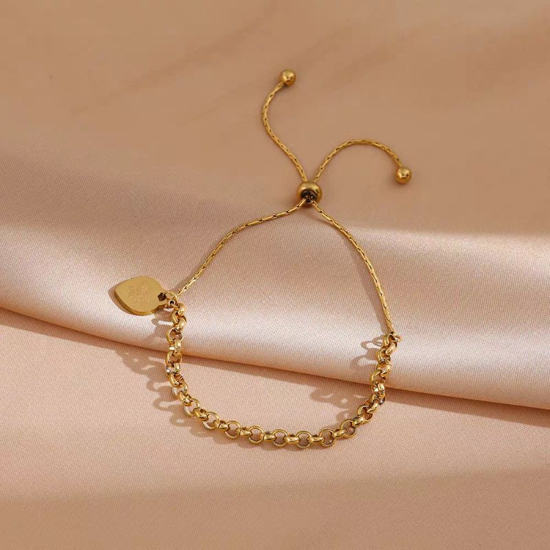 gelang wanita titanium serut bandul love gelang wanita terbaru