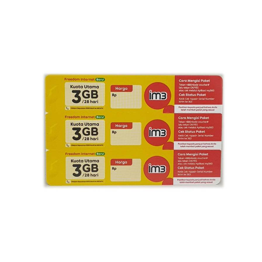 Voucher Indosat Freedom INTERNET 3 GB ( JABO )