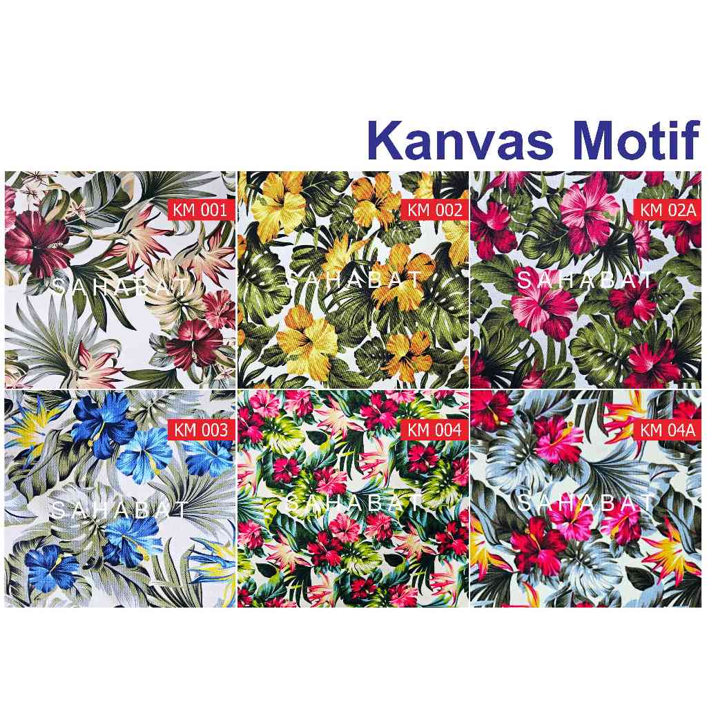 Kanvas Motif Bunga 1 / Kanvas Katun / Bahan Kain Tas
