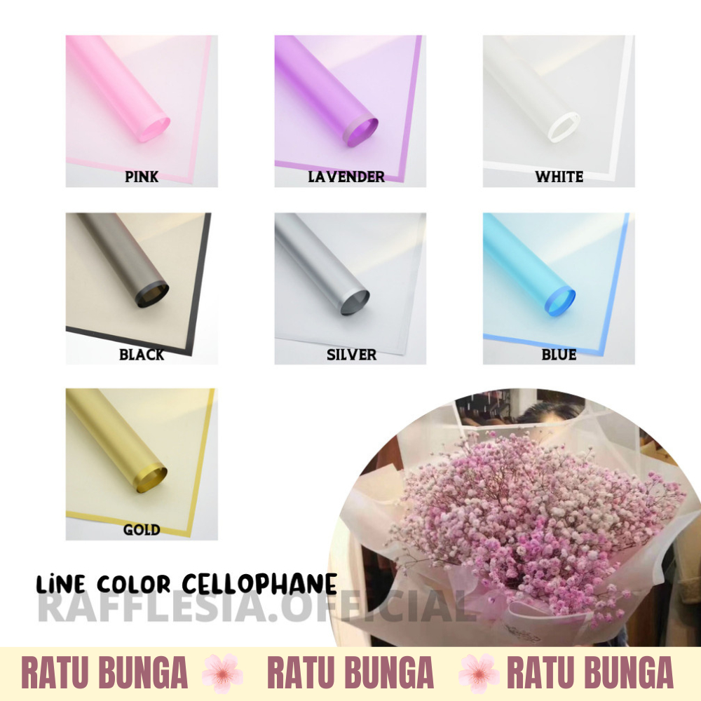 

[5 LEMBAR] Flower Wrapping Paper Transparan List Kertas Buket Bunga Korea Cellophane