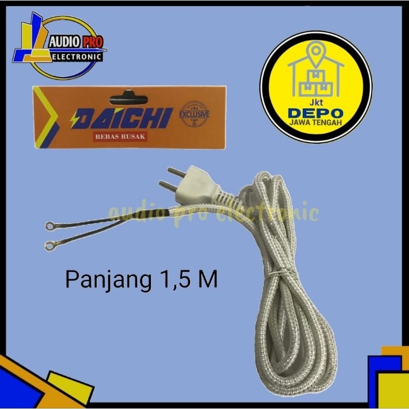 CABLE KABEL SETRIKA HITACHI ORIGINAL PUTIH KEPALA GEPENG + SKUN