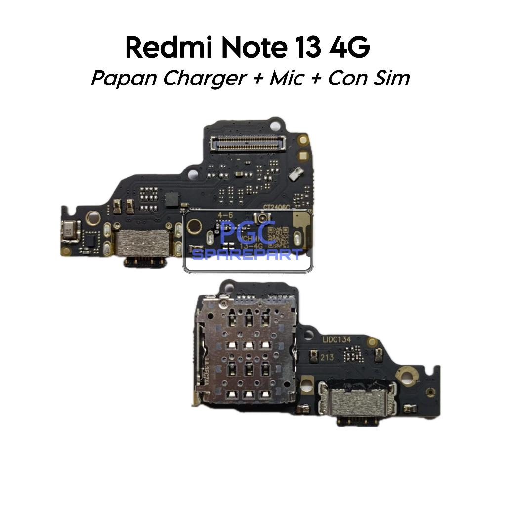 Papan Konektor PCB Charger + Mic + Rumah SIM - Redmi Note 13 4G / 23129RAA4G / 23124RA7EO / 23129RA5
