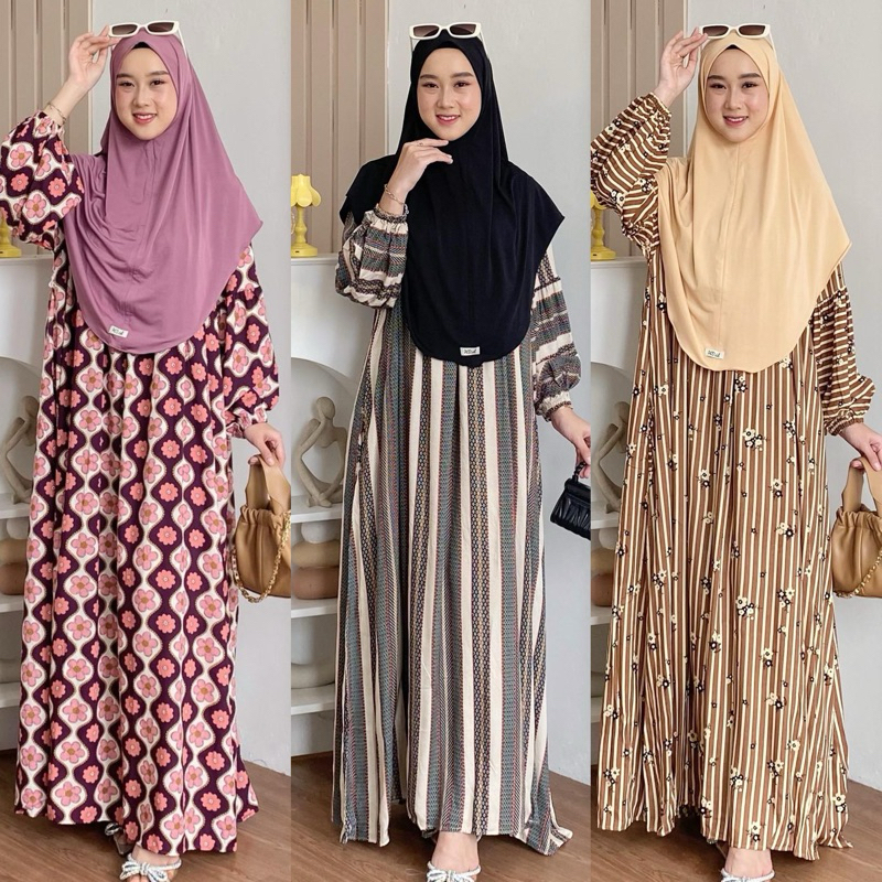 [ BISA COD ] Samira / salwa dress hijab by hd.id gamis set hijab gamis rayon