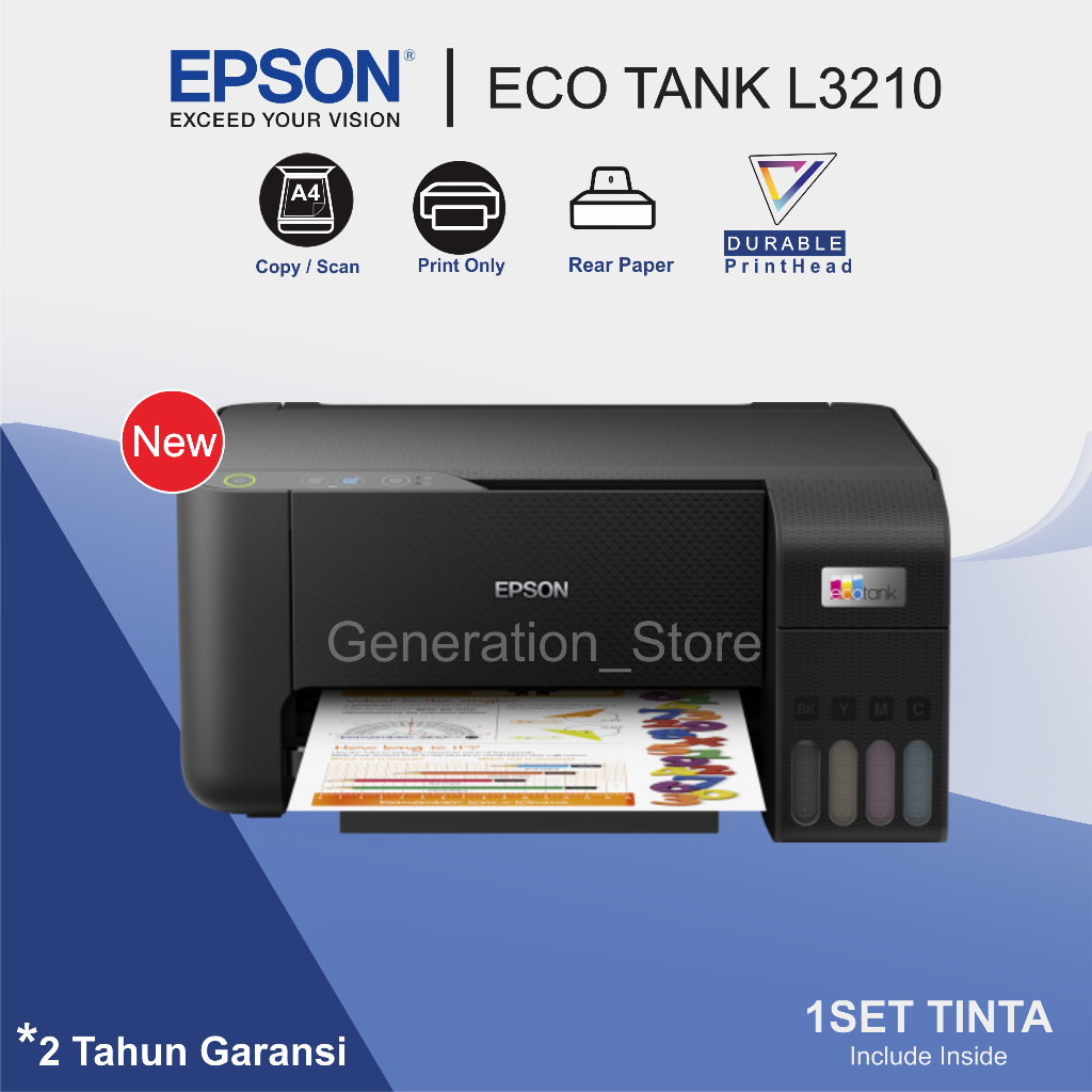 PRINTER EPSON ECOTANK L3210 ALL IN ONE (PRINT, SCAN, FOTO COPY)