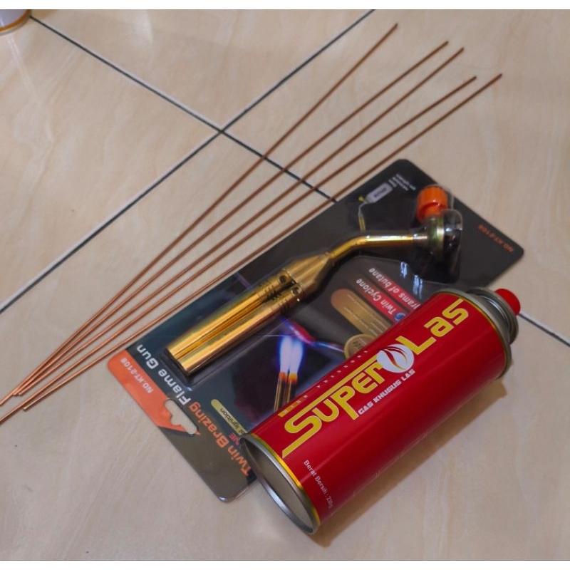 New Sepaket Alat las Blow torch manual Dan Gas kaleng Superlas Plus Kawat las