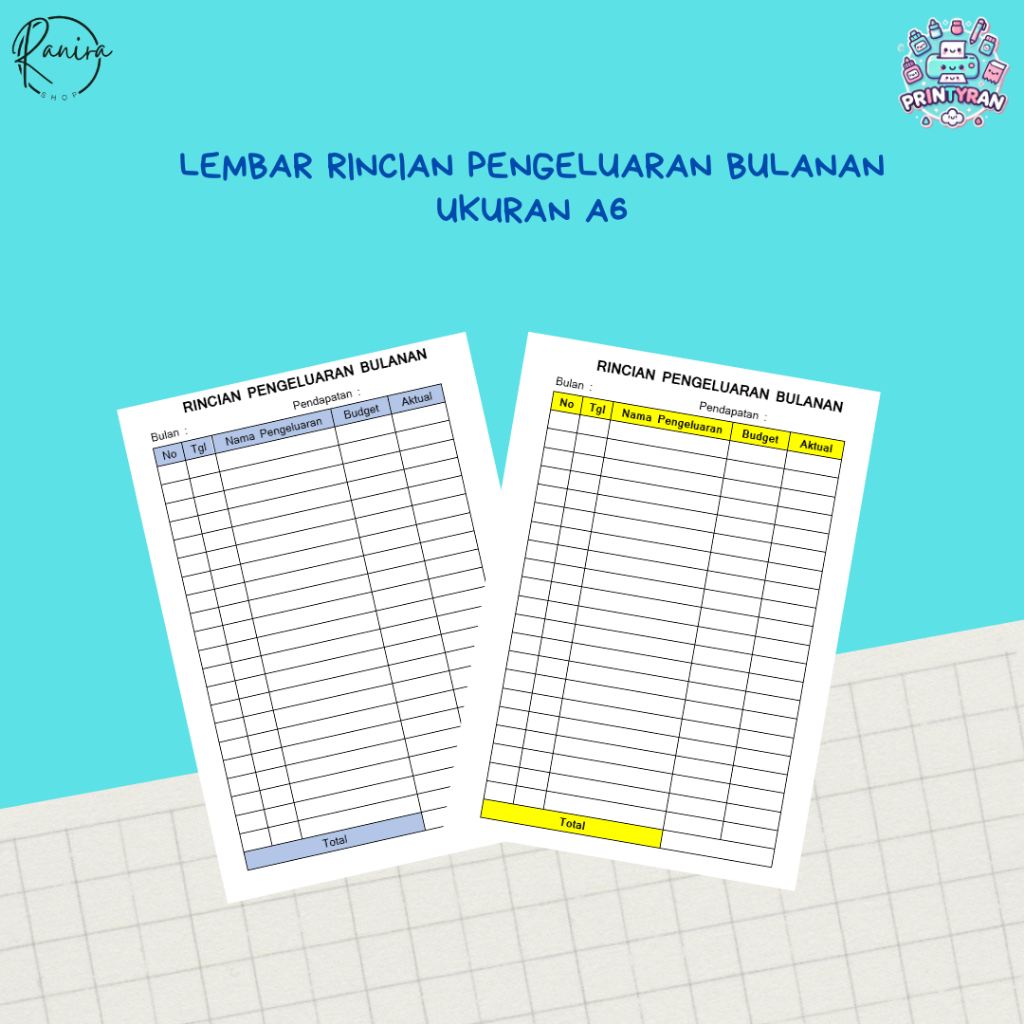 

Printyran Lembar Rincian Pengeluaran A6