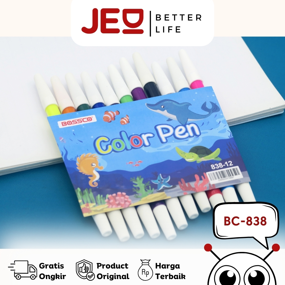 

(1 GROSS) Spidol BOSSCO 12 WARNA BESAR 838/ Spidol 12 warna BOSSCO 838/ BOSSCO pw 12 warna BESAR