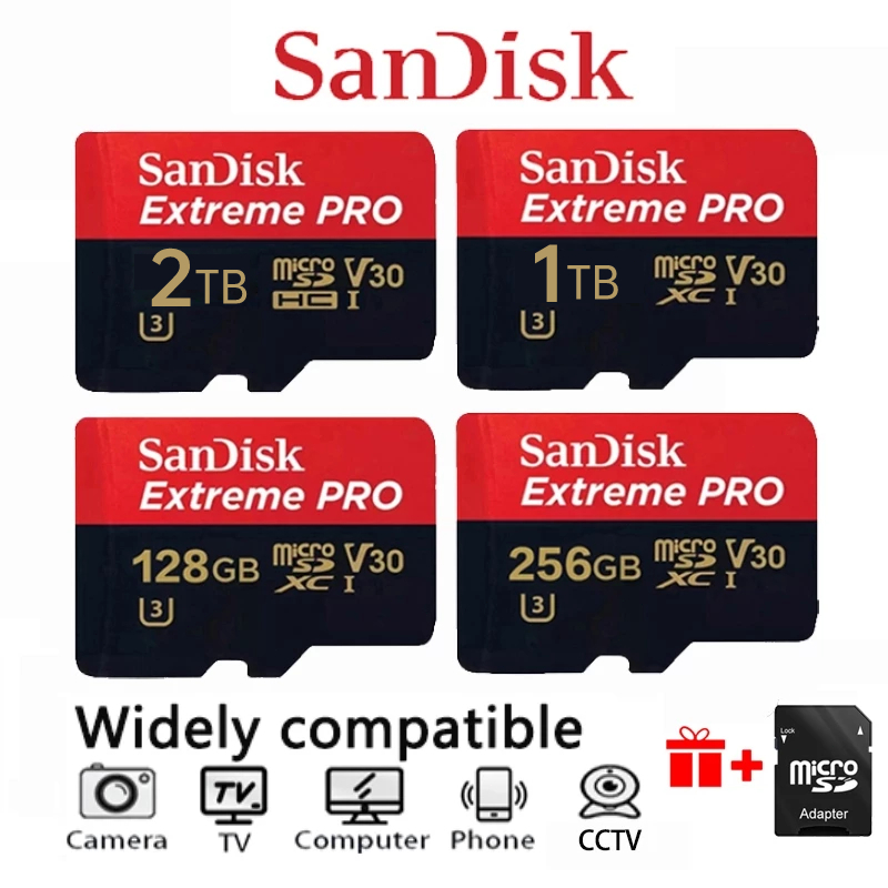 Memory Card Micro SD Untuk Kamera CCTV SanDisk Extreme PRO memory card hp 32/64/128/256/512gb 1TB/2T