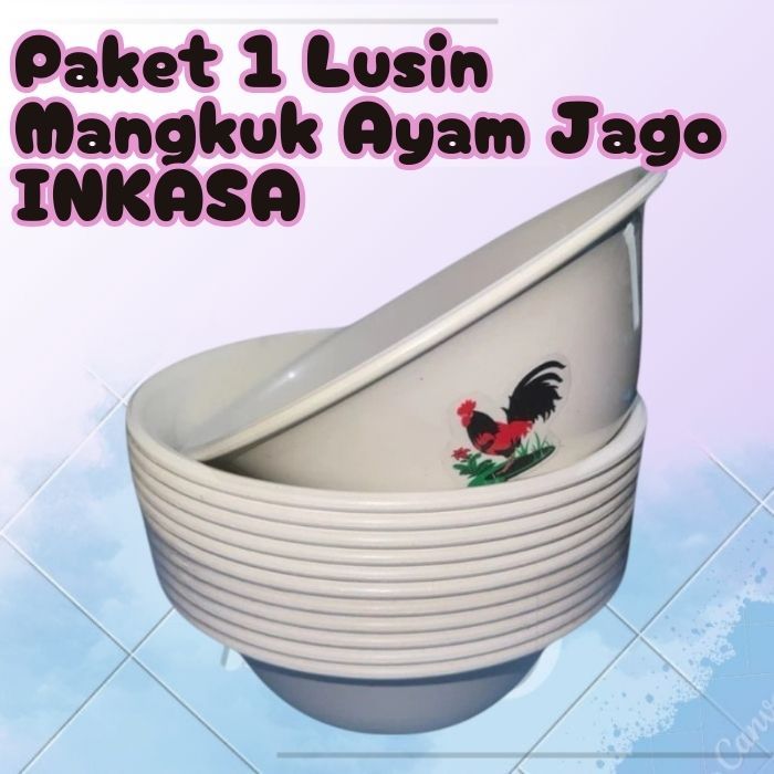 Paket 1 Lusin Mangkuk Ayam Jago Inkasa/Mangkok bakso/Mangkok plastik ayam jago INKASA harga grosiran
