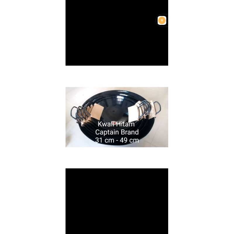 Kuali hitam JUMBO ukuran diameter 37cm, ANTI LENGKET CAPTAIN BRAND
