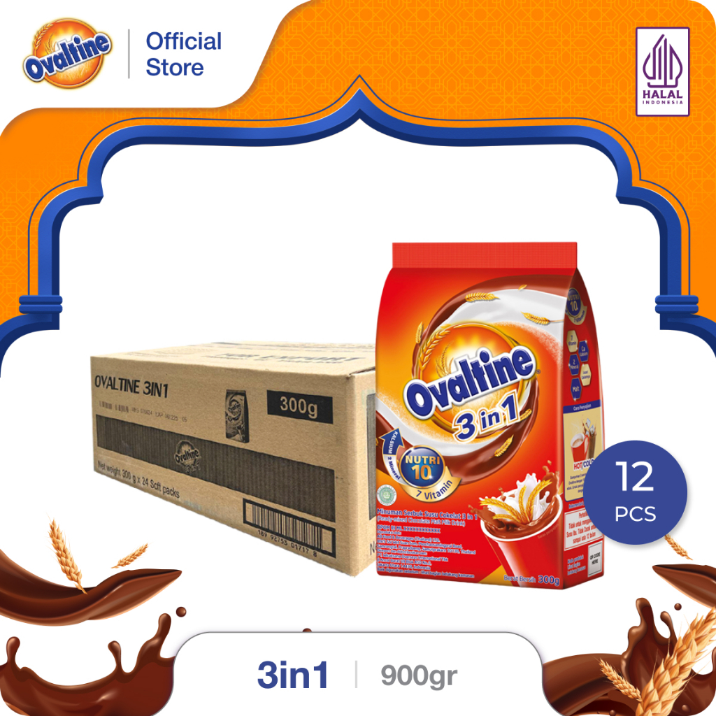 

[Karton] Ovaltine 3in1 Susu Bubuk Coklat 900g - 12pcs