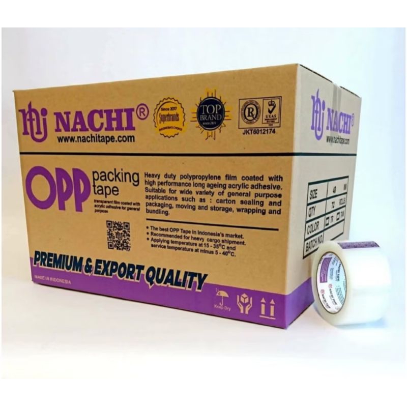 

LAKBAN OPP NACHI/PLATBAN NACHI OPP 2X100 TRANSPARANT 100 YARD (72 ROL)