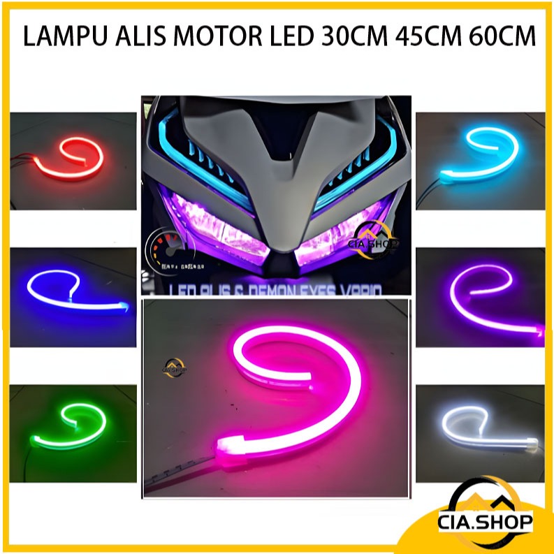 LAMPU ALIS MOTOR LED 30CM 45CM 60CM12V DRL PLEKSIBLE NON BINTIK [1biji] ,LEXY,PCX,BEAT,VARIO,DLL