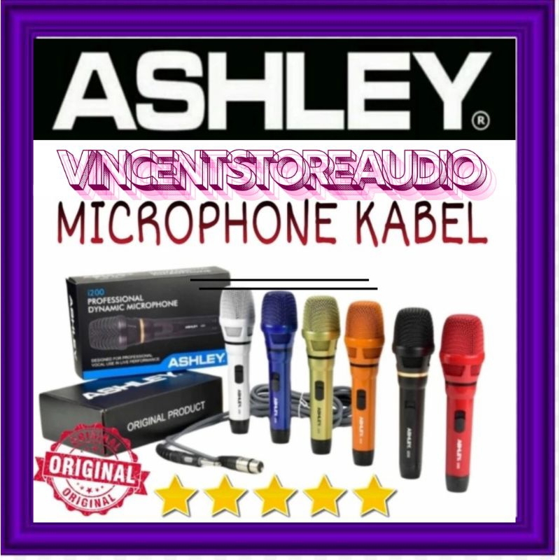 Mic Kabel ASHLEY i 200 Original 6 Pilihan Warna - Gold