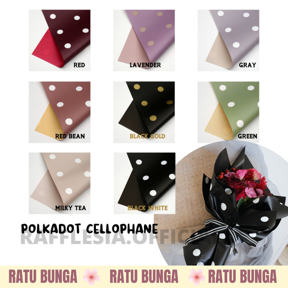 

[5 LEMBAR] FLOWER WRAPPING POLKADOT CELLOPHANE KERTAS BUKET PEMBUNGKUS BUNGA WATERPROOF