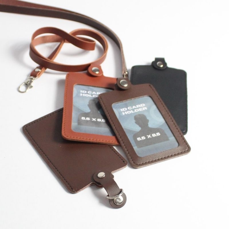 

id card holder lanyard kulit simpel