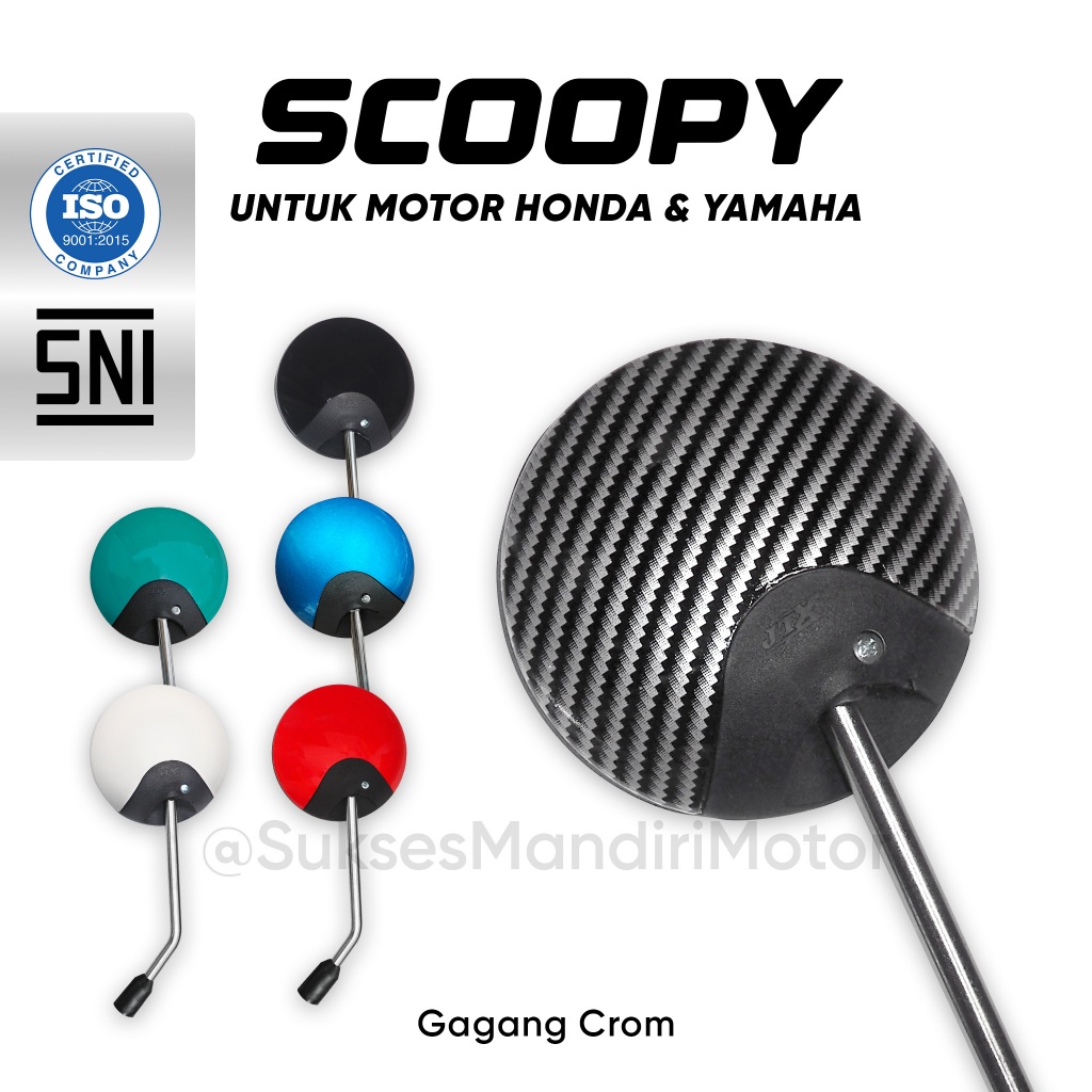 Spion Scoopy | Kaca Spion Motor Universal | Motor Honda, Yamaha & Suzuki | Spoin Standar Model Scoop