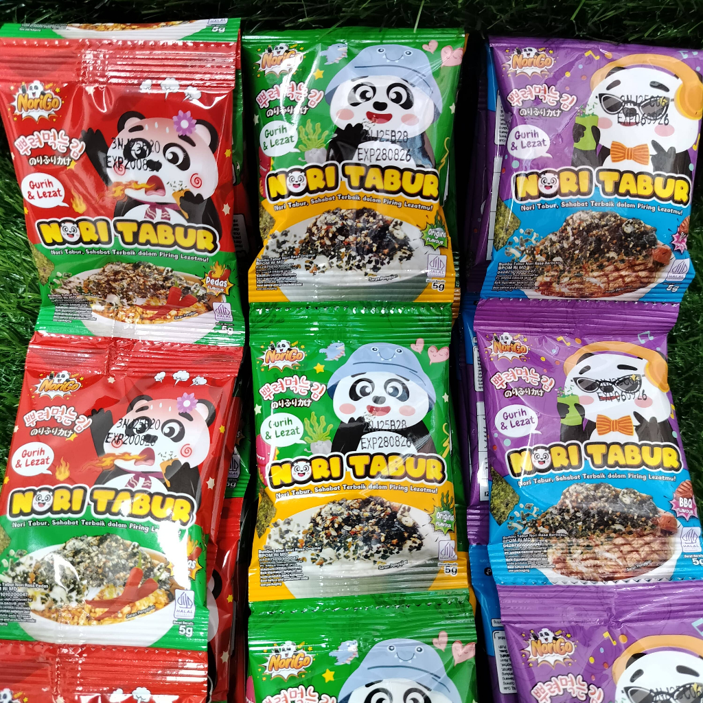

Maknyuss1 Norigo Nori Tabur Rumput Laut Panggang Sachet 5Gr 1 Renceng Isi 12 Pcs