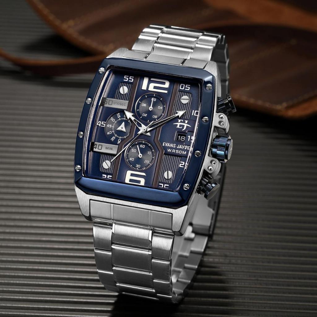 Big Sale  Jam Tangan Pria Evans Jayden 9618 Stainless Stell Kaca Sapphire Water Resistant 5ATM