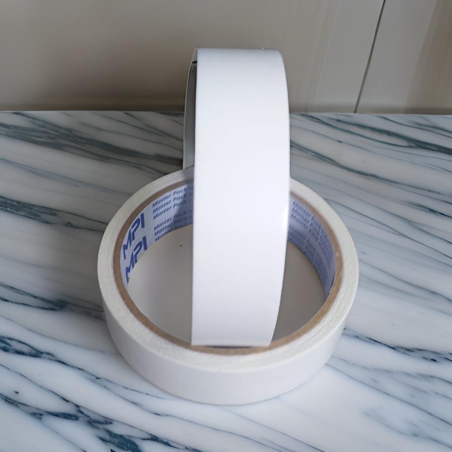 

DOUBLE TAPE MPI - Ukuran 24 mm Panjang 8 Meter | Double Tape Kertas Harga Murah Berkualitas Lengket
