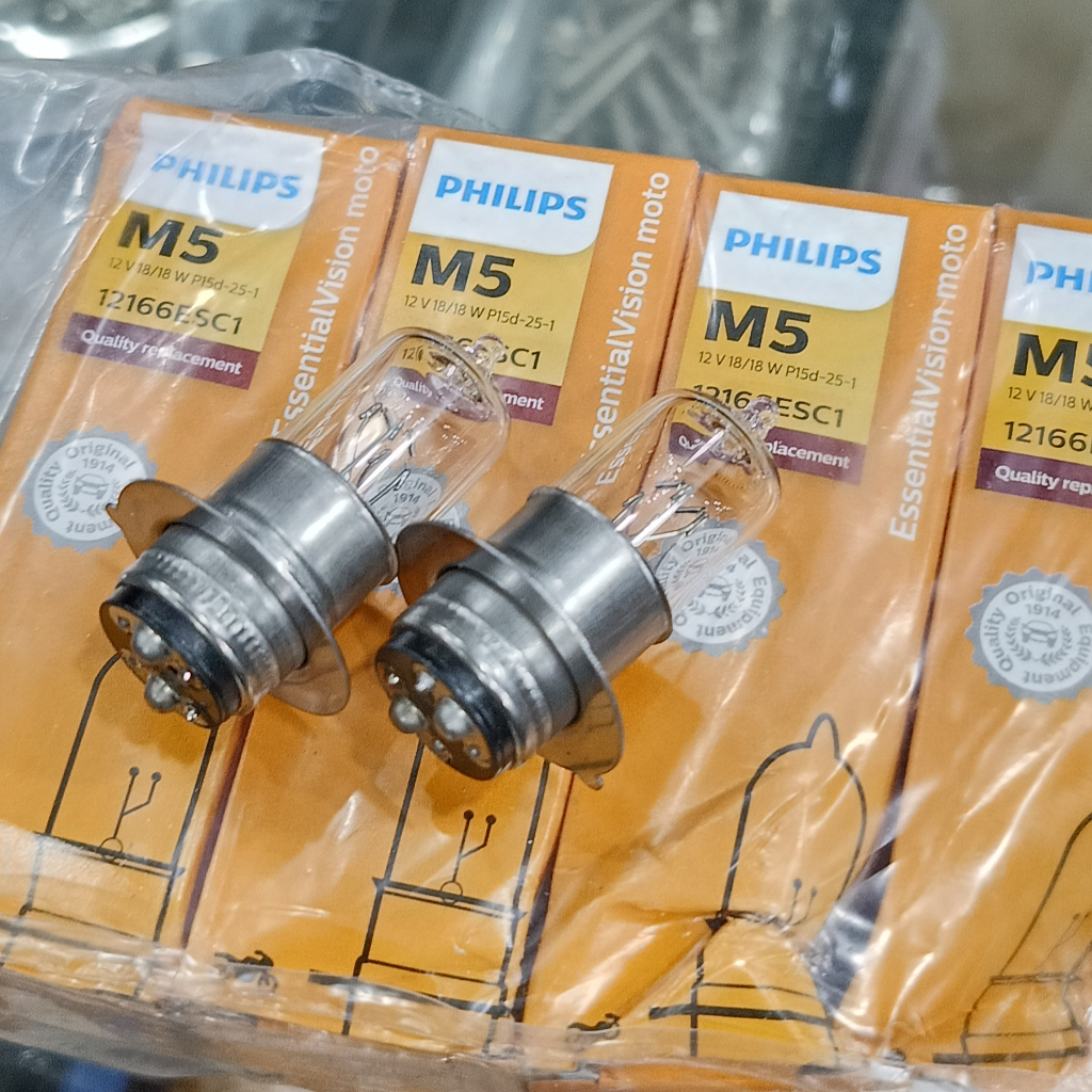 BOHLAM LAMPU MOTOR HALOGEN PHILIPS PREMIUM M5 KAKI 1 VARIO BEAT SPACY SUPRA X MIO JUPITER DLL