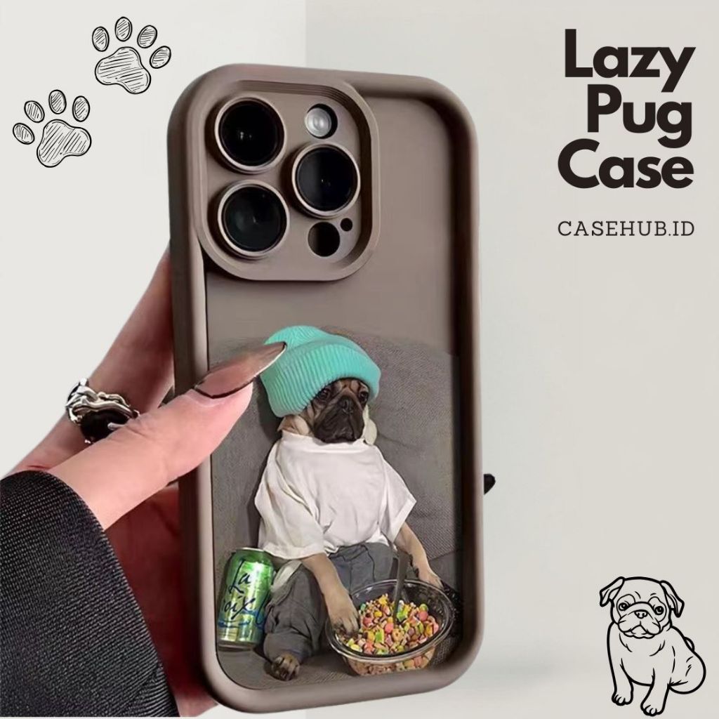 case handphone casing hp iphone lazy pug 12 13 14 15 16 plus pro max casehub