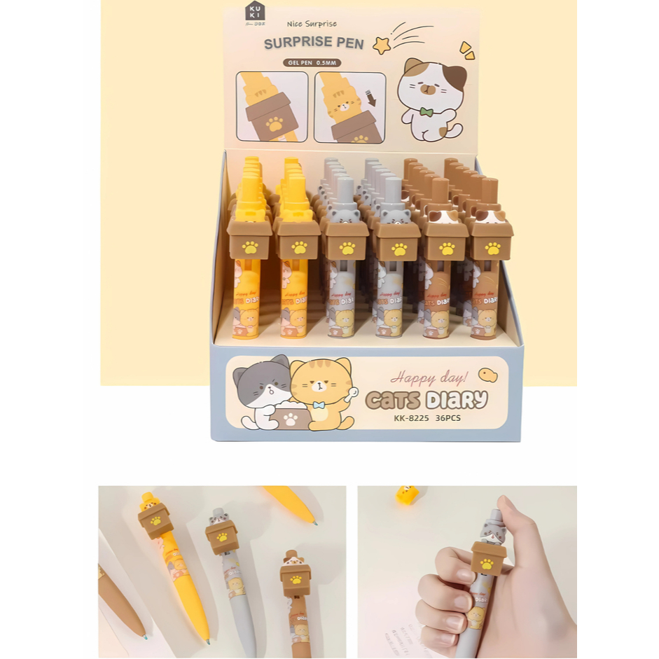 

Pulpen Gel Unik 0.5mm Alat Tulis Lucu & Estetik untuk Sekolah Kantor Hadiah Surprise Pen Cat Diary