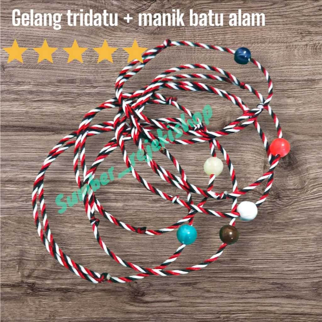 Gelang Tridatu manik batu marmer (1 batu) premium termurah