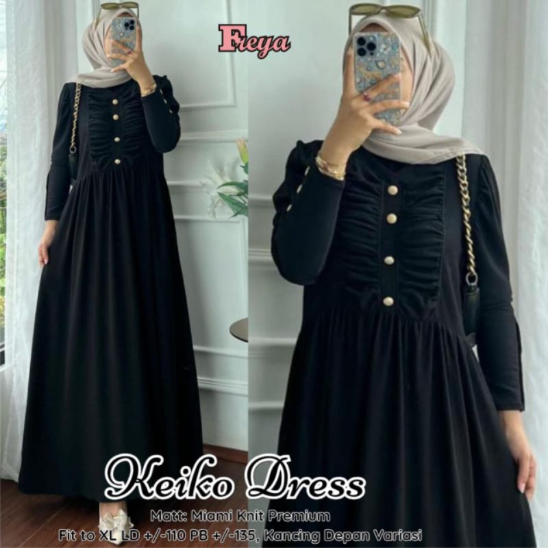 KEIKO DRESS gamis wanita muslimah HQ mayung bahan knit