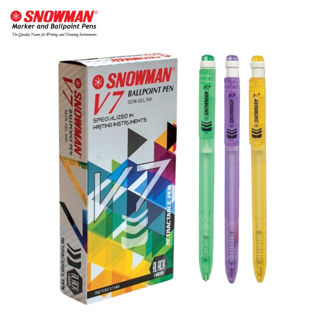 

(1Pack Isi 12Pcs) Pen V-7 Snowman 0.7mm / Pulpen V-7 Snowman 0.7mm