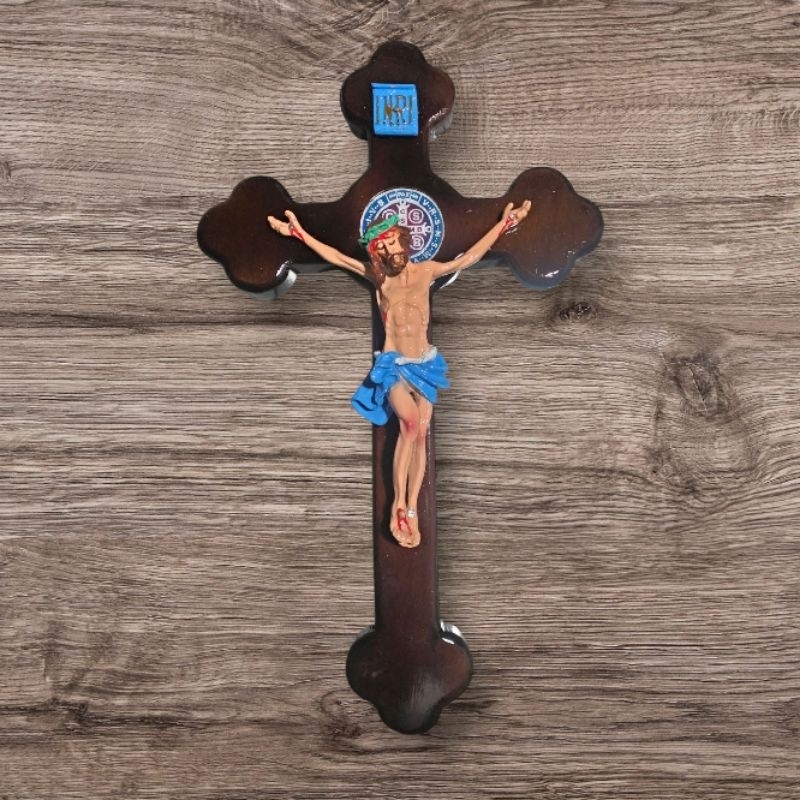 SALIB DINDING 30CM BENEDIKTUS/SALIB GANTUNG KAYU/SALIB KATOLIK/YESUS ITALI