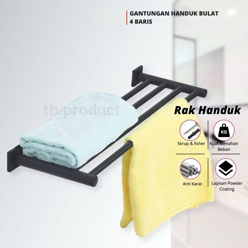 Gantungan Handuk dinding jemuran handuk kamar mandi rumah hitam