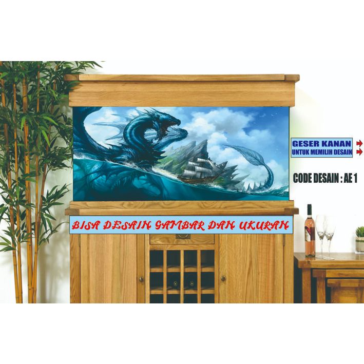 Sticker wallpaper background aquarium 3d motif pemandangan