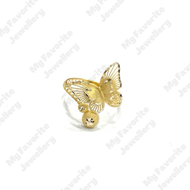 Cincin Silang Kupu-kupu Uk15 Emas Asli Kadar 700