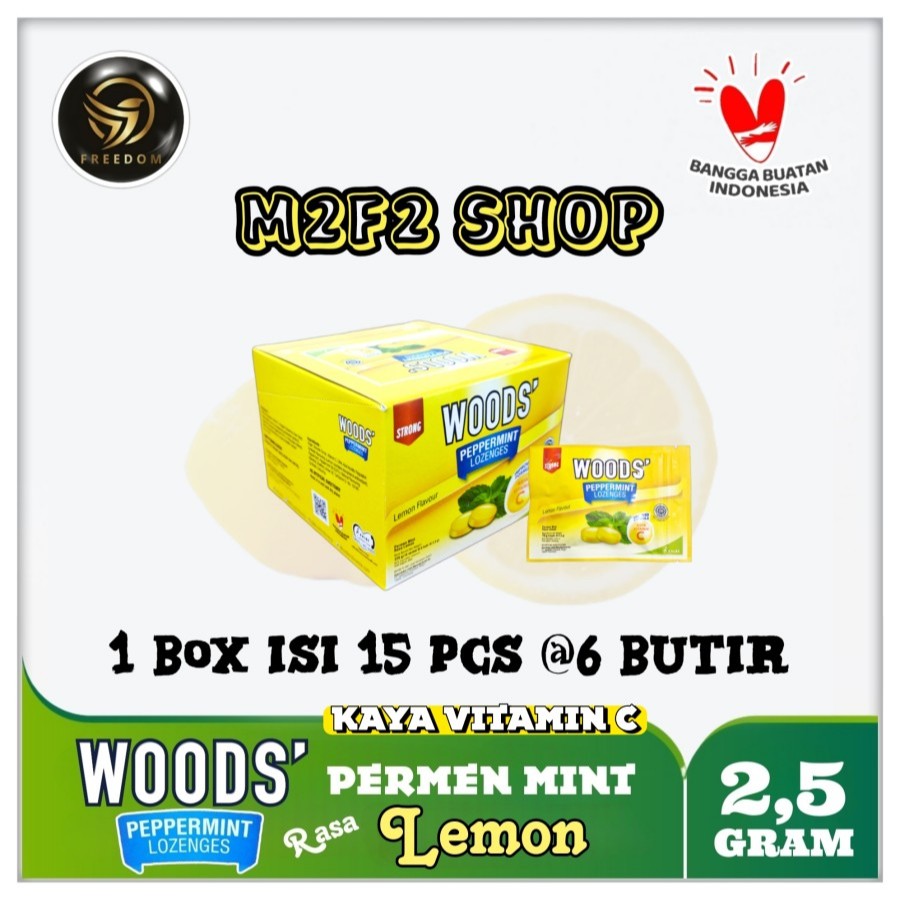 

Woods Peppermint Lozenges Lemon Vitamin C Permen Mint - 15 gr (Kemasan 1 Box)