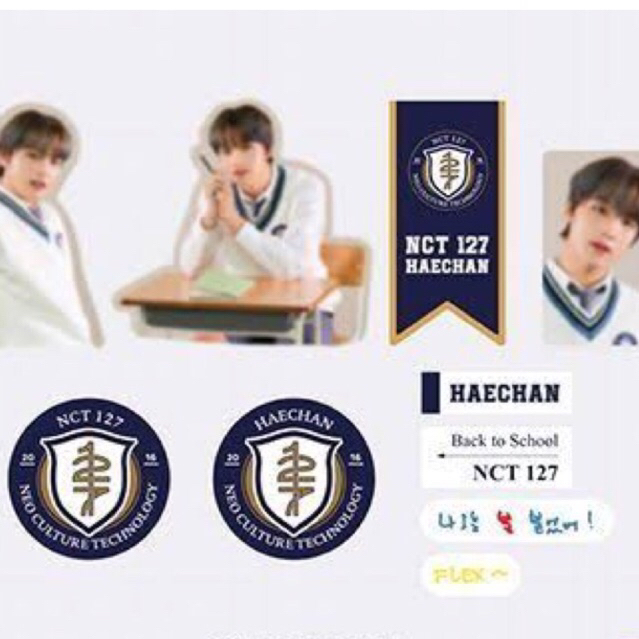 READY STOCK OFFICIAL NCT 127 HAECHAN SCHOOL KIT LUGGAGE STICKER SET