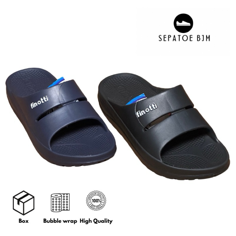 Finotti - Hawai Navy / Black || Sandal pria || Sandal anti licin || Sandal full karet || Sandal sant