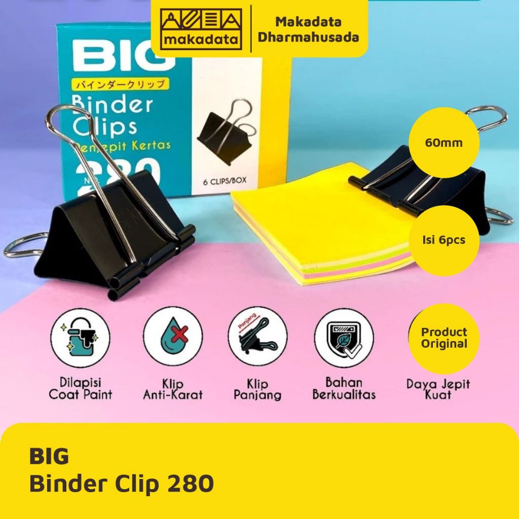 

BINDER CLIP | KLIP KERTAS BIG 60MM NO. 280 (1 PAK)