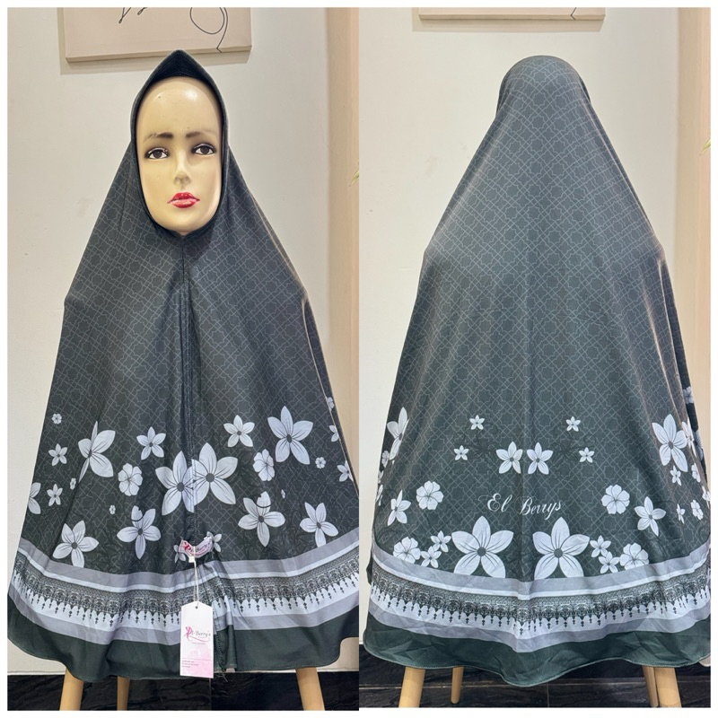 El-Berrys Hijab - Hijab Instan Bergo Alena Size XXL Jumbo Bahan Jersey Lycra Motif Bunga Sublim Prin