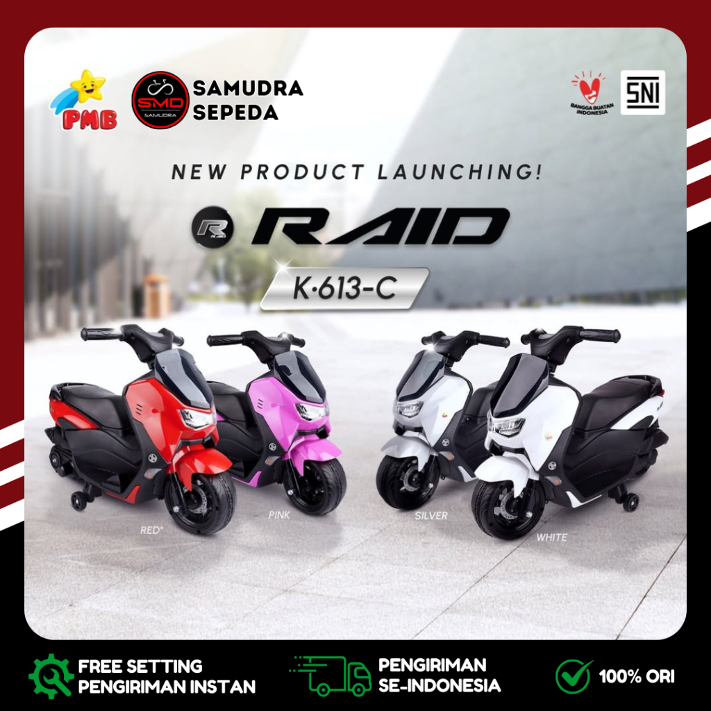 Motor Aki Mainan Anak Mini PMB K613C Raid Nmax 6V Murah BDG