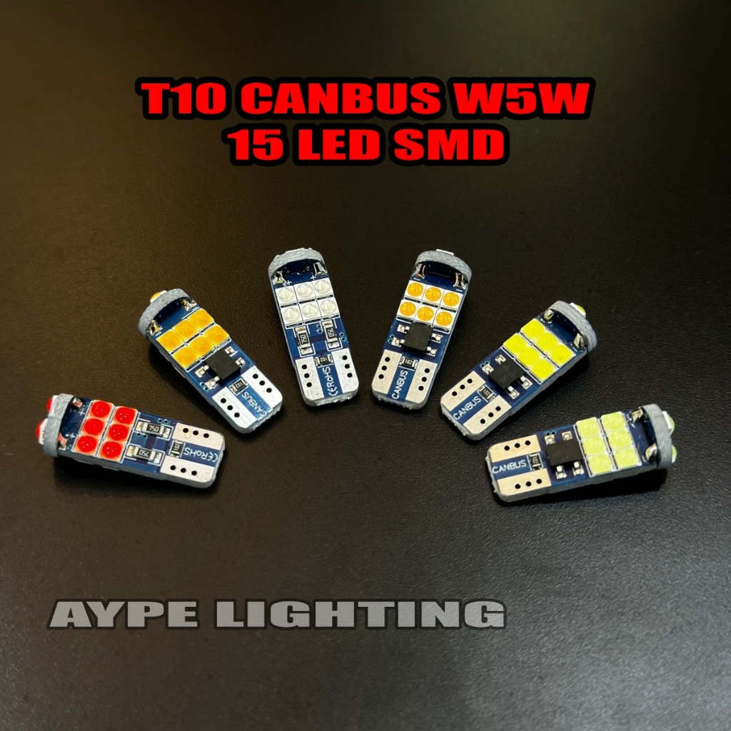 Lampu LED Sein Senja T10 15 LED Canbus W5W 3030 Chip Led Sein Senja Motor Mobil Superterang Canbus 1