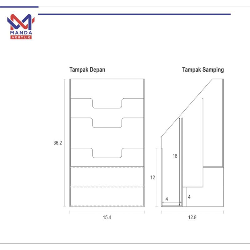 

tempat brosur A5/wadah brosur A5 3susun/akrilik tempat brosur