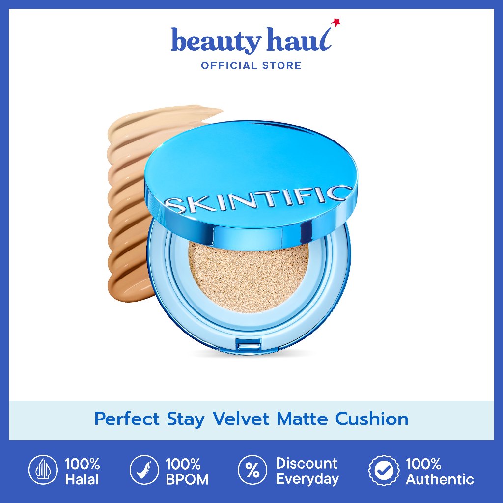 Skintific Perfect Stay Velvet Matte Cushion - Cushion Matte Finish dengan Coverage Natural dan Makeu
