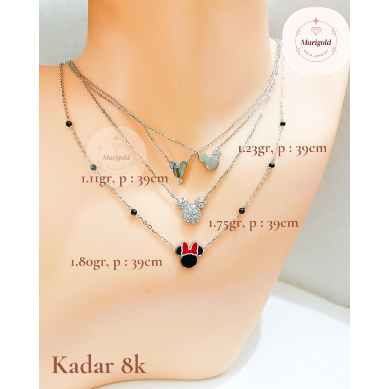 Kalung emas putih UBS Disney Series 8k