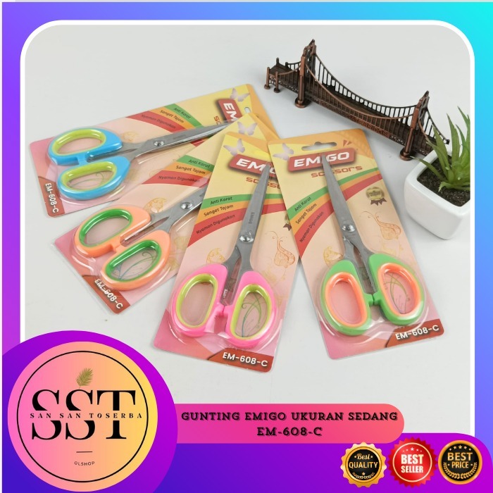 

Gunting Kertas EMIGO Gunting Anak Gunting Stationery Gagang Apel Warna Warni 6 Inch