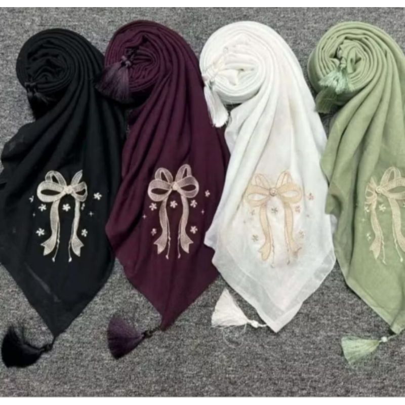 hijab paris bordir pita coquette/segiempat pita bordir/paris bordir