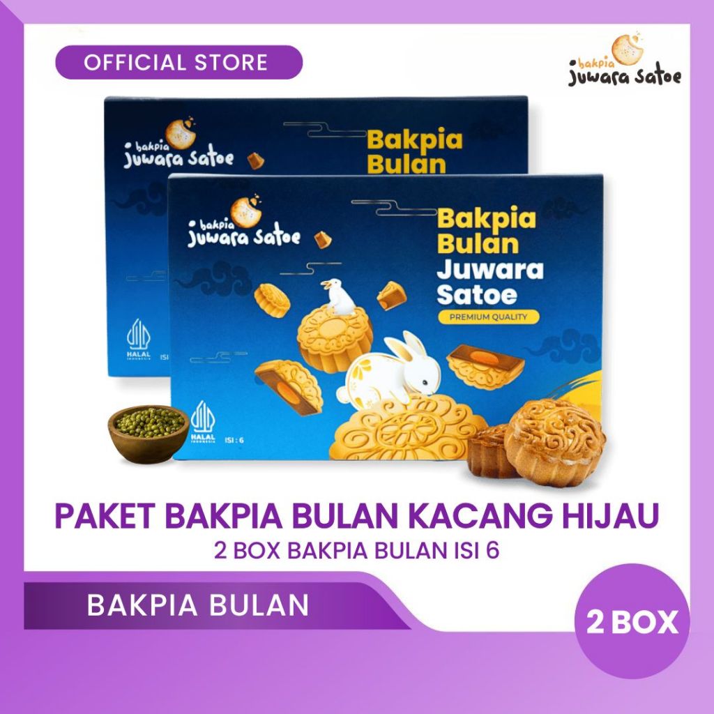 

BAKPIA JUWARA SATOE [ 2 Box ] Bakpia Bulan Kacang Hijau Isi 6 - Oleh Oleh Khas Jogja