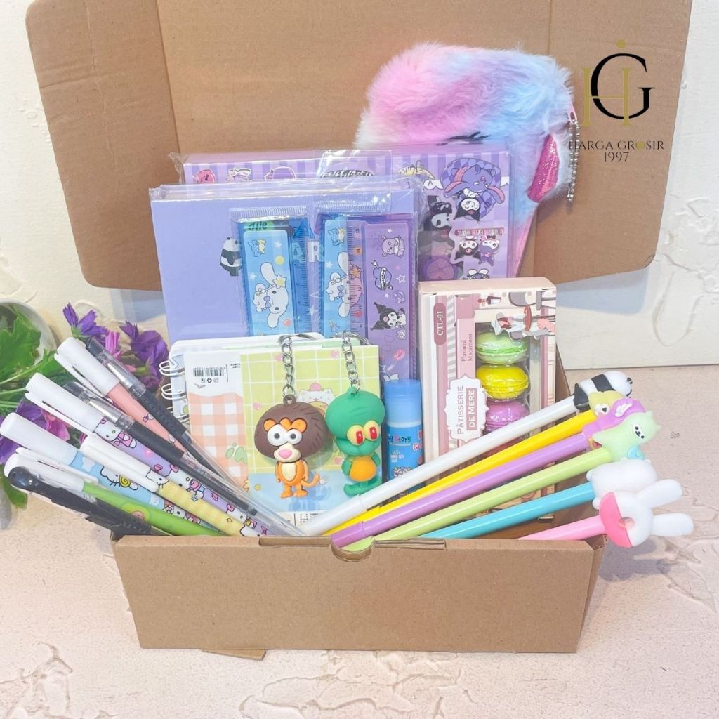 

Paket Ukur Box ukuran 20x20x8 cm alat tulis Paket Usaha Lengkap Stationary